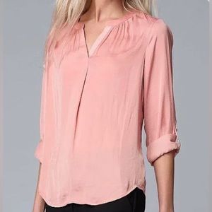 Simply Vera Vera Wang Beautiful Peach/Pink Blouse - Petite Large NEW W TAGS